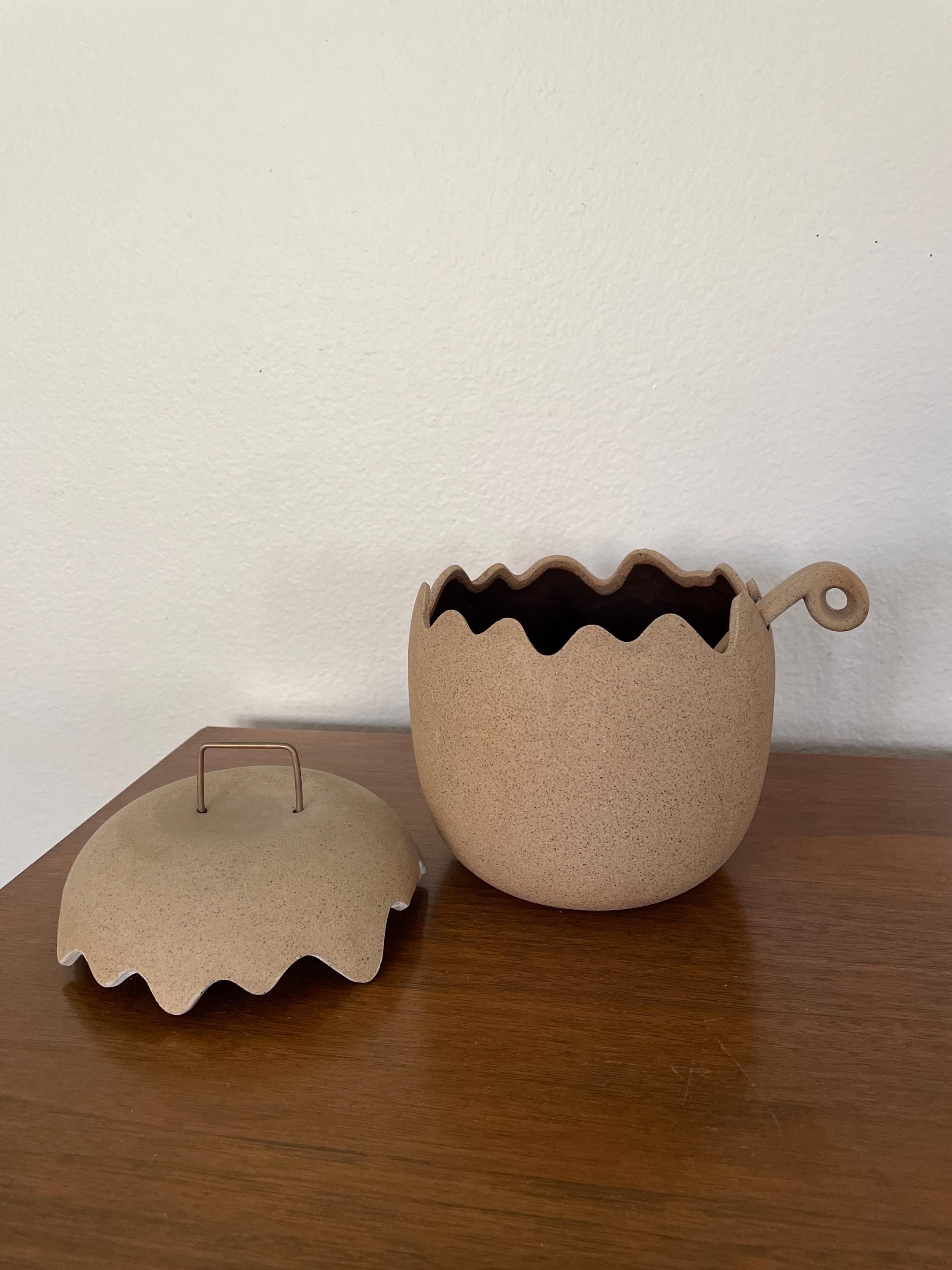 Vintage Lidded Pottery Bowl, 1970's Rare Taylor & NG Cracked Egg