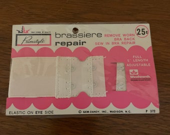 Vintage Bra Back Repair Kits, 1960's Elastic Bra Back Replacement Pieces,  NOS Bra Repair Packages, Vintage Sewing Notions 