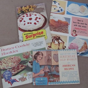 Vintage Recipe Booklet Lot, 1940's-1950's Dessert Recipe Booklets, Cookies, Betty Crocker, Vintage 40's, 50's Recipes