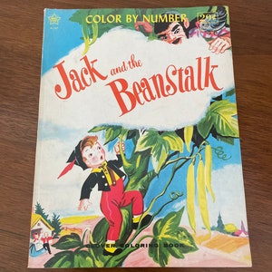 Vintage Kids Coloring Book, 1960&#39;s Jack and the Beanstalk Color By Number Coloring Book, Unused, 1960&#39;s Kids Books