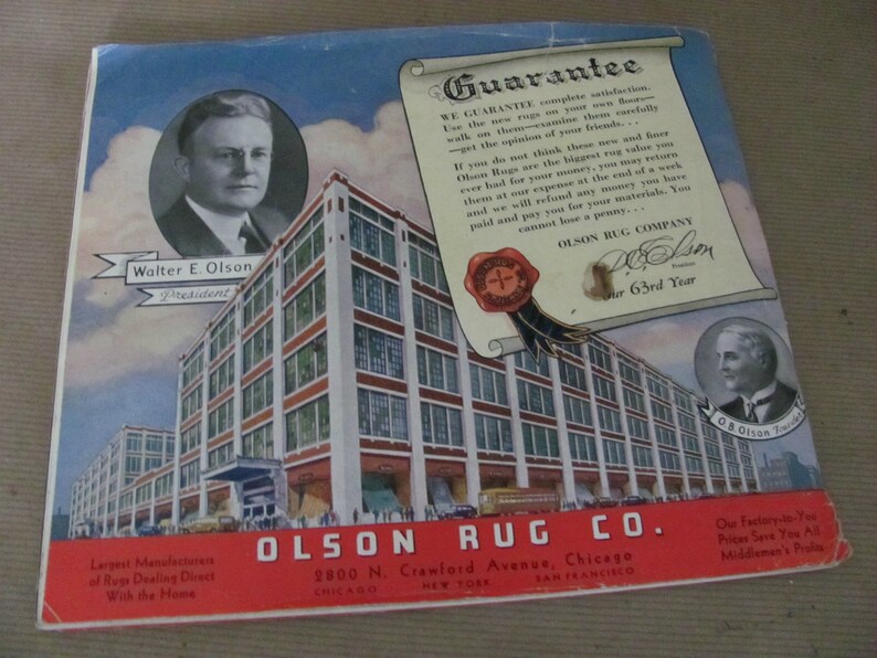 Vintage Rug Catalog 1930's Olson Rug Company Catalog Etsy