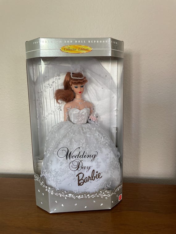 Vintage Barbie Doll 1990 s Wedding Day Barbie Doll Reproduction NRFB Titian Redhead Ponytail Barbie No. 972 Wedding Day Outfit Etsy