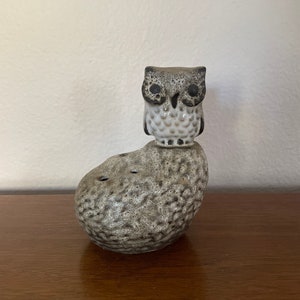 Vintage Owl on Rock Figurine, 1960's Howard Pierce Pottery Brown Owl Flower Frog, 1960's Decor, Mid Century Decor