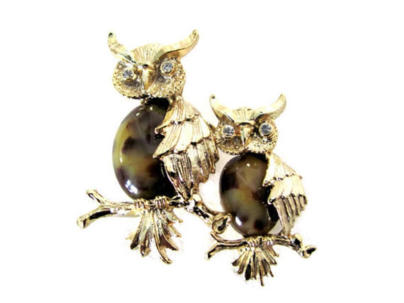 Vintage Owl Brooch, 1960's Gerry's Owl Brooch, Pin, Jelly Belly Owls, Animal Brooch, Owl Jewelry, Scatter Pins, 1960s Brooch, Jewelry image 2