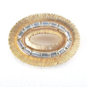 Vintage Circle Brooch, 1960&#39;s Gold, Rhinestone Circle Brooch, Pin, 1960s Brooch, Jewelry