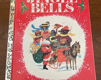 80s illustrated books Vintage Child's Christmas Book, 1980's Jingle Bells Book, Little Golden Book, Kid's Christmas Book, Holiday, Christmas Decor