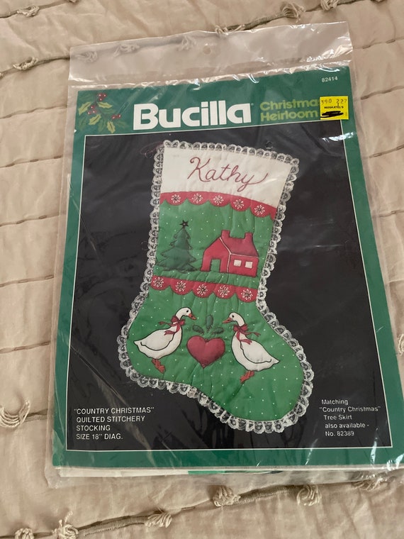 Vintage Christmas Stocking Kit 1990's Bucilla Country -  Israel