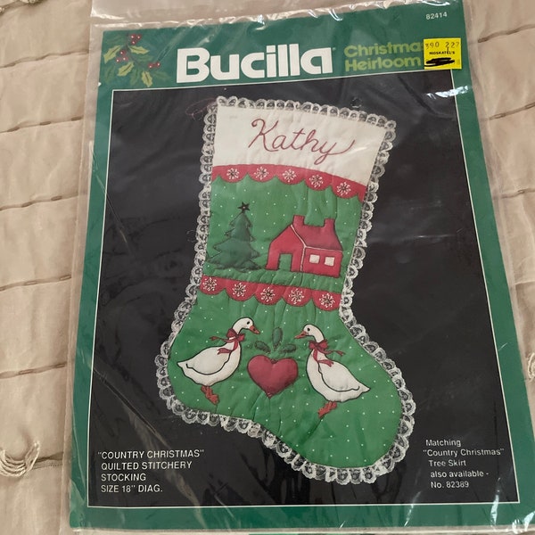 Vintage Christmas Stocking Kit, 1990's Bucilla Country Christmas, Kit 82414 NOS Christmas Stocking Kit, 1990's Christmas