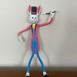 Vintage Bendy Rabbit Figure, 1970&#39;s Bleyer Enterprises Bendable Rubber Rabbit, Magician Rabbit, Made In Hong Kong, Collectible Figure