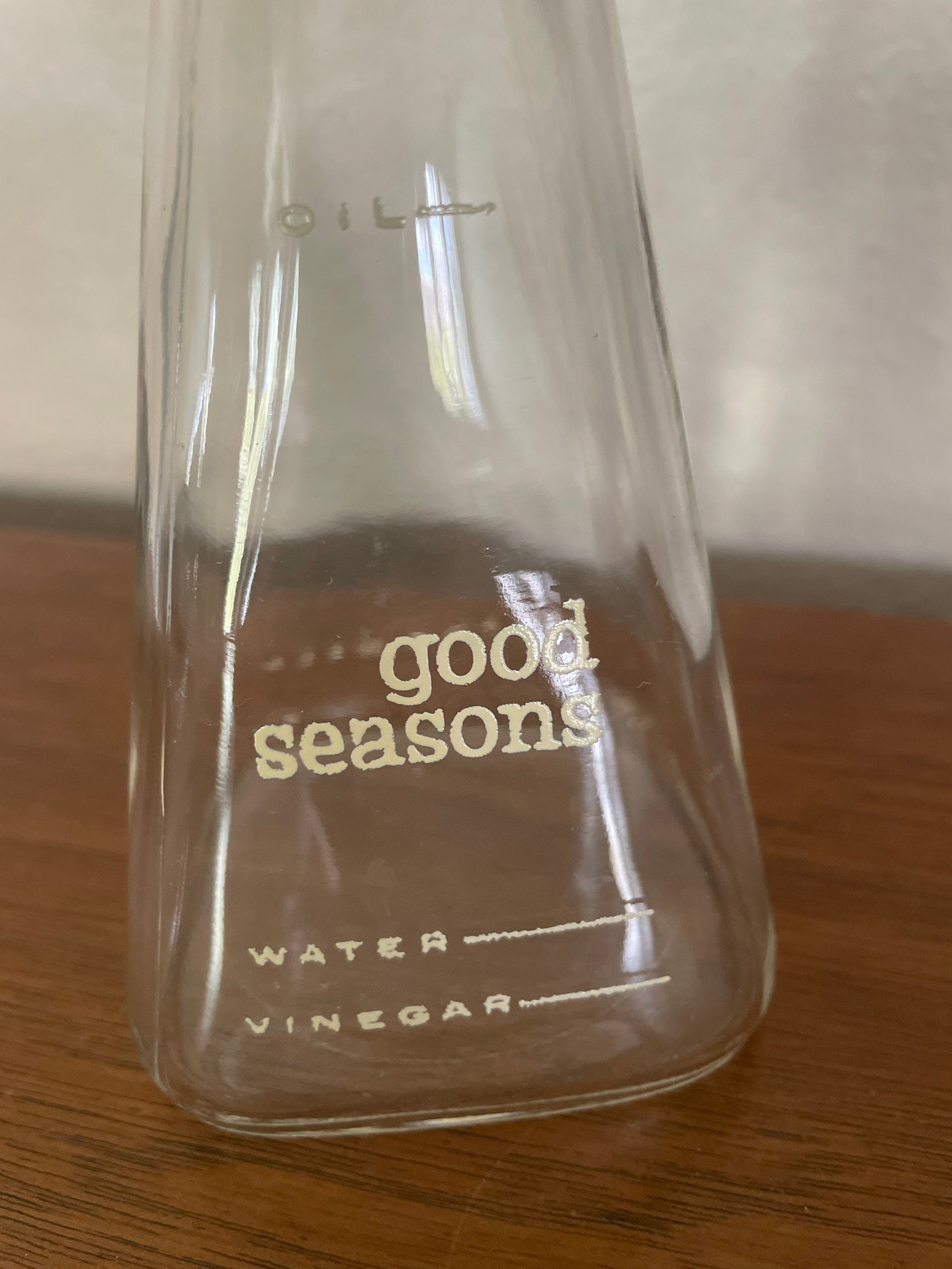 Vintage Good Seasons Cruet Salad Dressing Container Glass Bottle 7.5 Tall  Lid