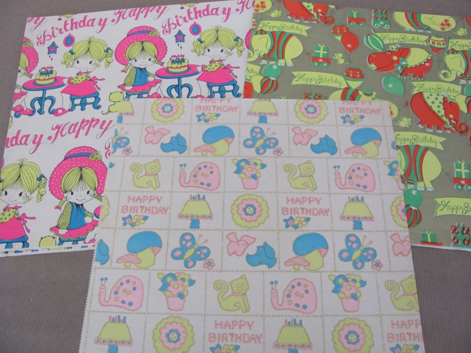 Vintage Birthday Wrapping Paper 1960's Kid's Birthday Etsy