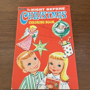 Vintage Unused Christmas Coloring Booklet, 1960's Saalfield The Night Before Christmas Coloring Book, Customer Giveaway, 1960's Christmas