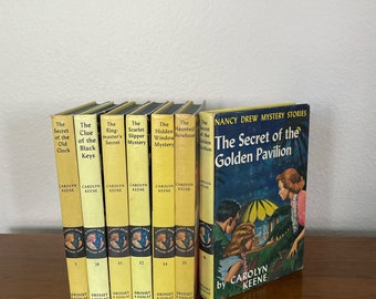 Vintage Nancy Drew Book Collection, 1950's Nancy Drew Mystery Books, Set of 7, 1950's Girl Detective Series Book Set