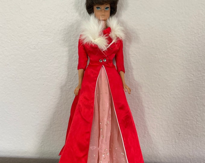 Vintage Barbie Clothes, 1960's Barbie Rare Magnificence Outfit, 1646 Vintage Barbie Red and Pink