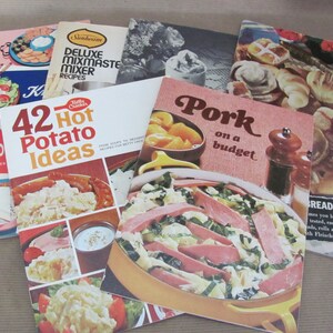 Vintage Recipe Booklet Lot, 1940's-1980's Recipe Booklets, Knudsen, Pork, Potato, Bread, Mixmaster Recipes, Vintage Recipes