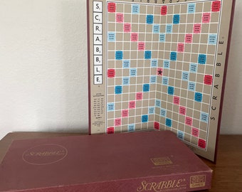 Vintage Scrabble Game, 1970's Scrabble Wood Tile Word Game, Vintage Scrabble Game Board, Wood Tiles, Vintage Board Game