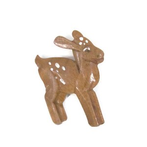 Vintage Deer Brooch, Pin, 1960&#39;s Wood Deer Brooch, Pin, Brown Deer Brooch, Animal Brooch, 1960&#39;s Brooch, Jewelry