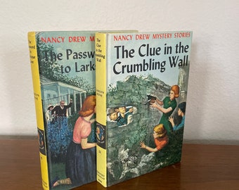 Vintage Nancy Drew Books, 1930's-1940's Nancy Drew Mystery Larkspur Lane, Clue in Crumbling Wall, Girl Detective Series Books