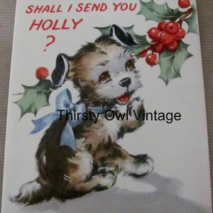 Digital Download, Vintage Christmas Image, 1950&#39;s Puppy Christmas Card, Vintage Christmas Dog, Puppy Image, Printable Image, Scrapbooking