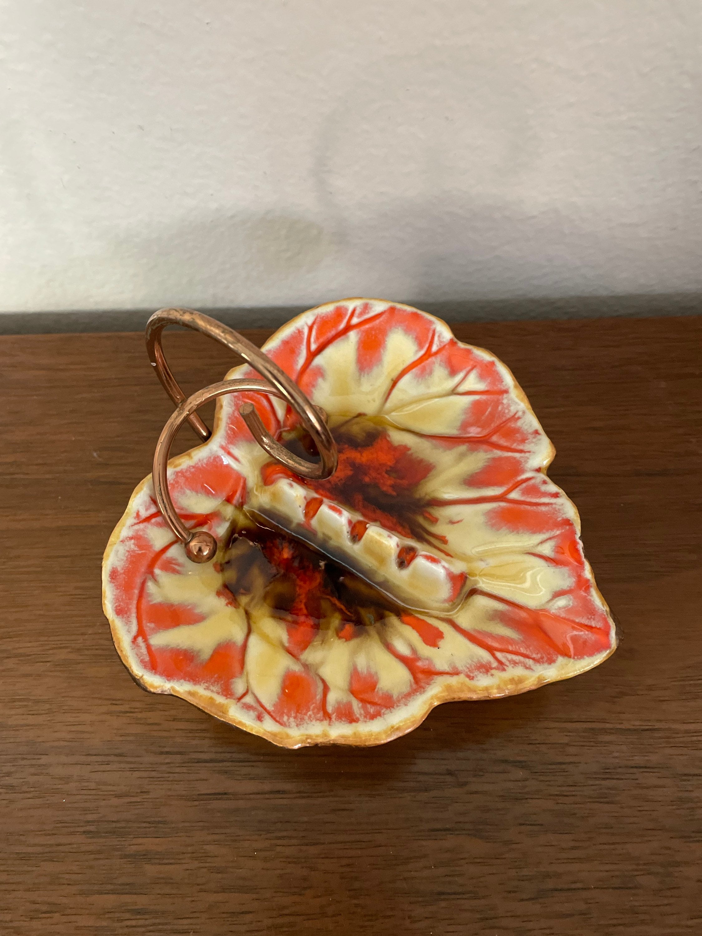 Vintage Leaf Ashtray, 1960's Treasure Craft Ceramic Ashtray With
