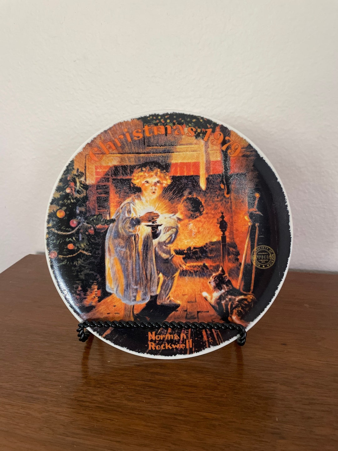 【箱・説明書付き】WALTHAM 1985年 YEAR PLATE 記念プレート Vintage Norman Rockwell Christmas Plate, 1979 Knowles Somebody's