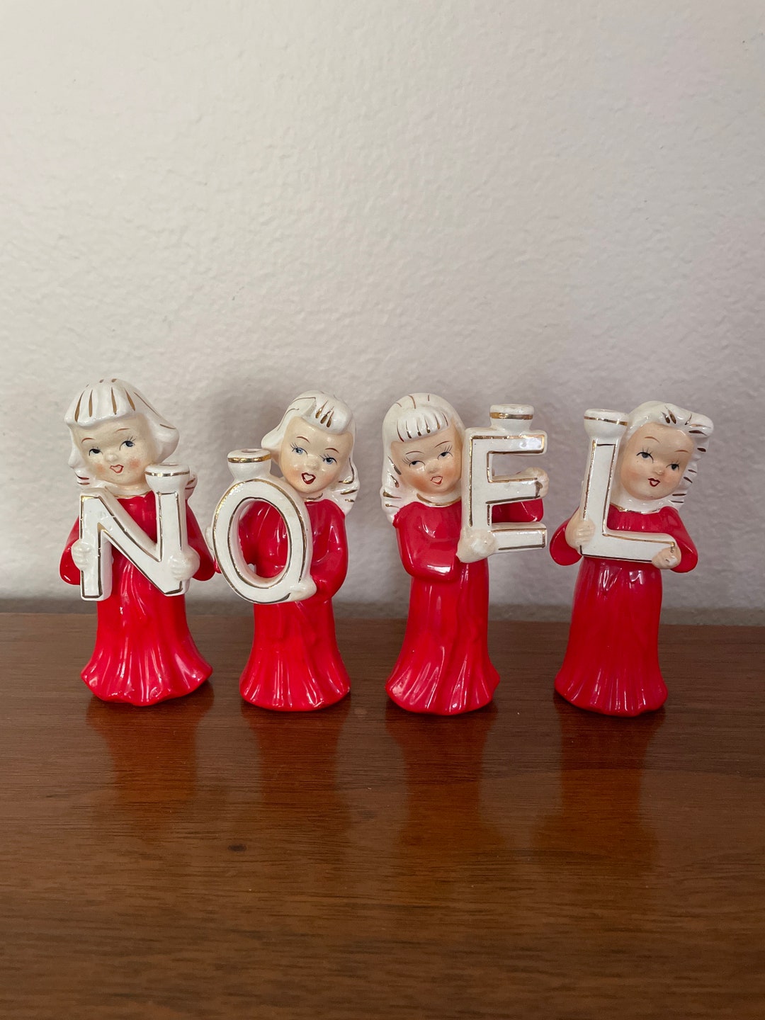 Vintage Christmas Noel Figurines 1950's Relco Ceramic Etsy