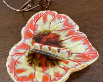 Vintage Leaf Ashtray, 1960's Treasure Craft Ceramic Ashtray With