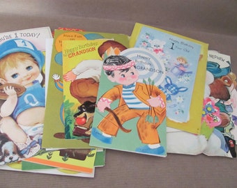 Vintage Child's Birthday Cards, 1950's Boy Birthday Cards, Baby's First Birthday, Norcross, Hallmark, Charm Craft,