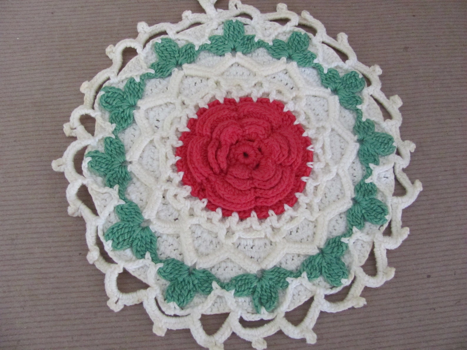 Vintage Crochet Pot Holders 1960's Red Rose Pot Holders Etsy