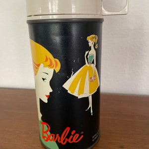Vintage 1962 Ponytail Barbie Thermos, Great Graphics, Red Cup 10 Oz 