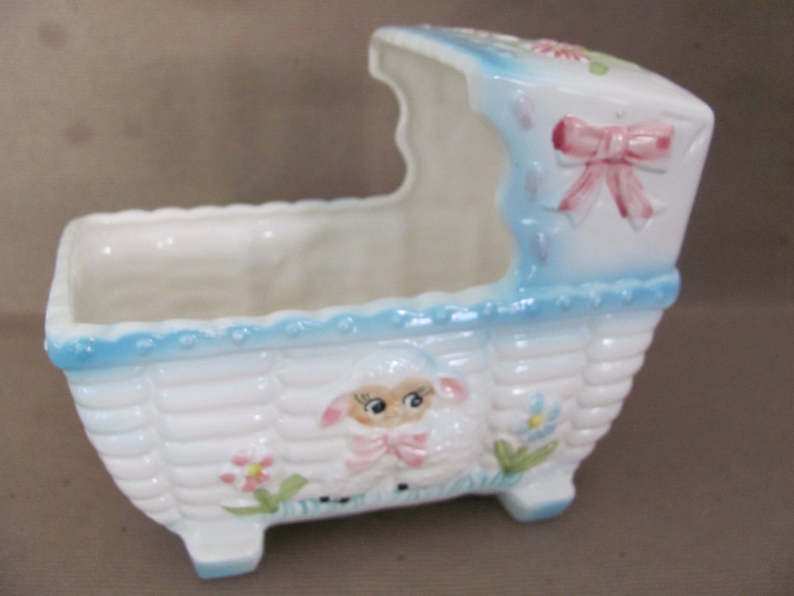 Vintage Baby Planter 1950's Rubens Ceramic Cradle Etsy