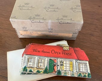 Vintage Open House Invitations, 1950's Hallmark Open House Invitations, Unused Invitations, 1950's Invitation Cards