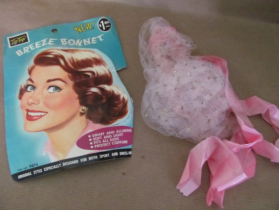 Vintage Hair Net, 1950's Tip Top Breeze Bonnet, Pi