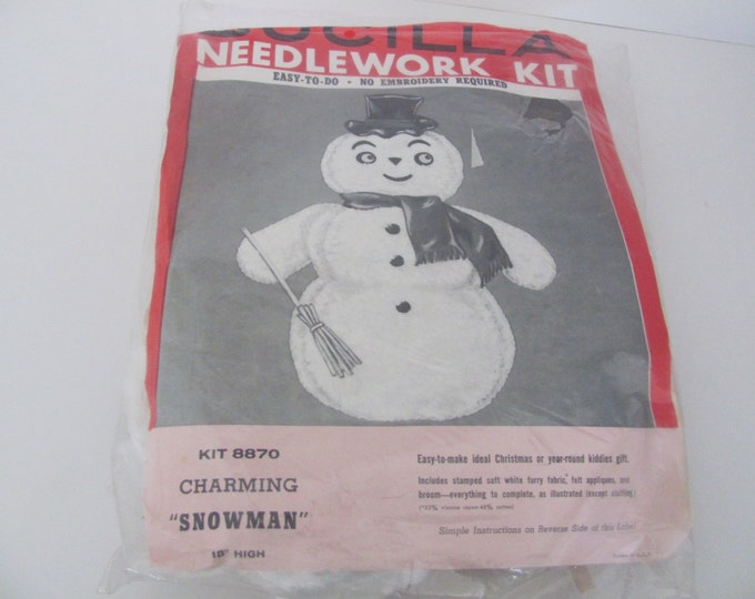 Vintage Bucilla Kit, 1960s Bucilla Christmas Snowman, Plush Snowman ...