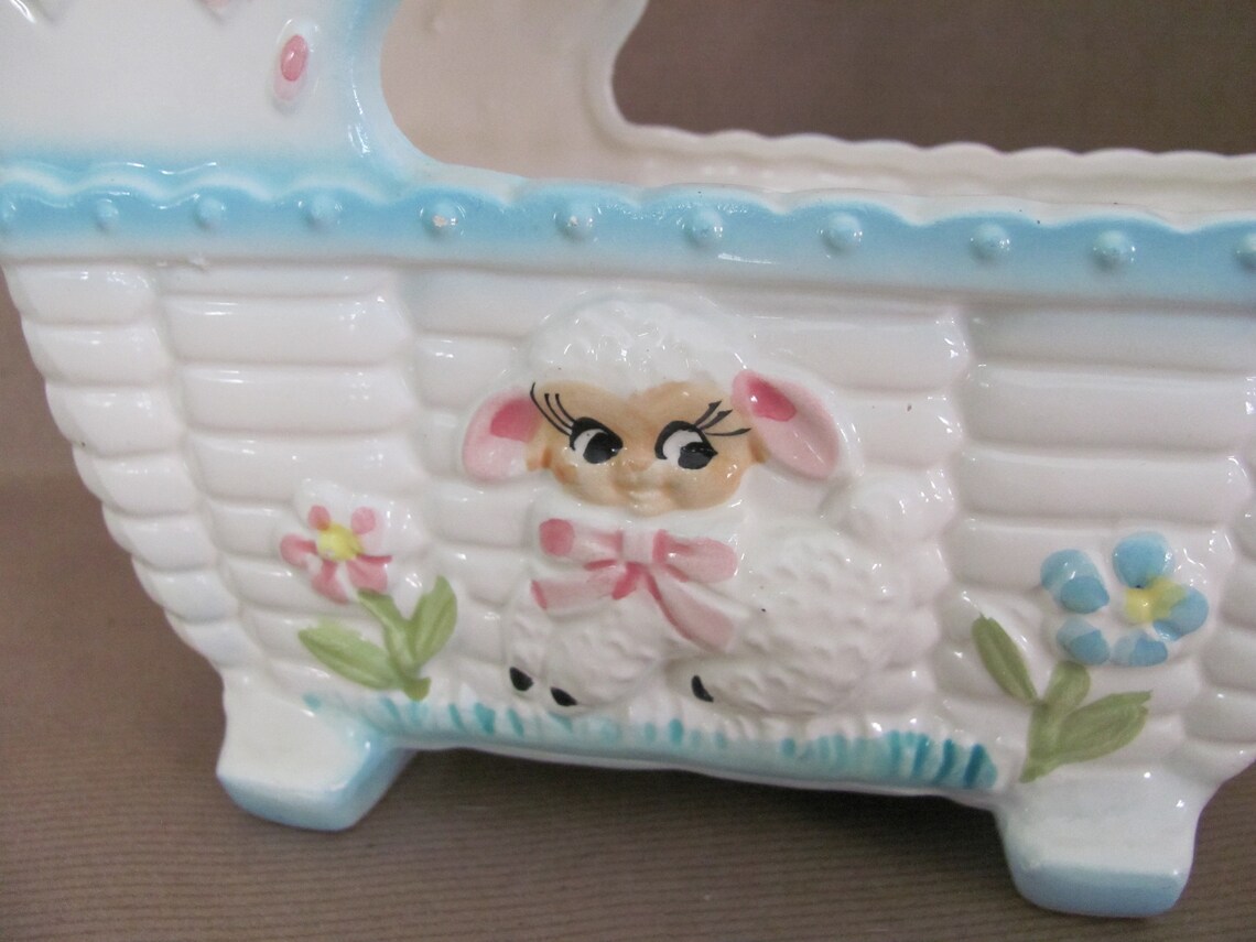 Vintage Baby Planter 1950's Rubens Ceramic Cradle Etsy