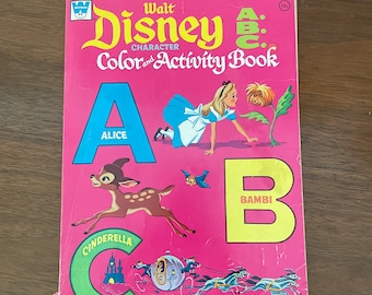 Vintage Kids Coloring Book, 1970's Whitman Walt Disney Character Color and Activity Book, 1970's Kids Book