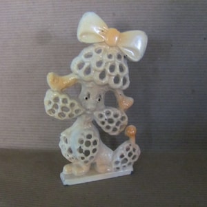Vintage Poodle Earring Holder, 1970&#39;s Revere Metal Poodle Earring Tree, Holder, White and Peach Poodle, 1970&#39;s, Mid Century Decor