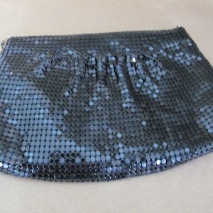 Vintage Metal Mesh Purse, 1980&#39;s Black Metal Mesh Shoulder Bag, Clutch Purse, 1980&#39;s Fashion Purse