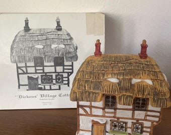Vintage Christmas 1980's Department 56 Dickens Village Cottage, Retired Set, 1980s Christmas Village Decor, No Light