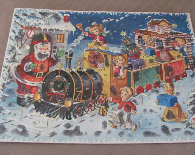 Vintage Christmas Advent Calendar, 1950's Kruger Advent Calender, Paper