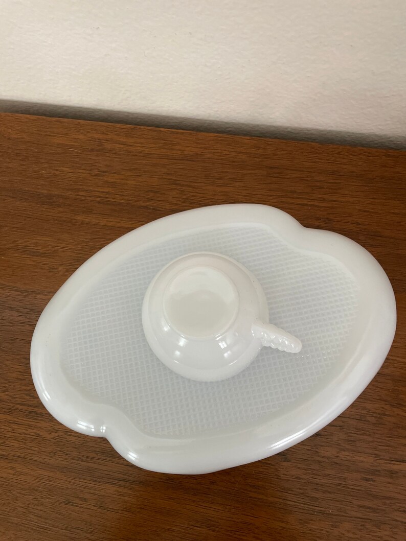 Vintage Milk Glass Snack Plate and Cup 1950's Federal Etsy