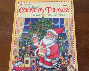 Vintage Child's Christmas Book, 1980's The Golden Christmas Treasury Book, A Golden Book, Kid's Christmas Story Book, Christmas Decor