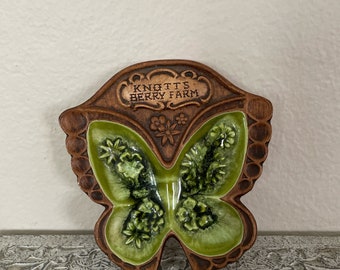 Vintage Knott's Berry Farm Butterfly Dish, 1960's Treasure Craft Green Butterfly Dish, Trinket Dish, Knotts Berry Farm Souvenir, Collectible