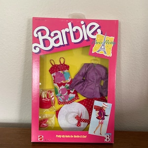 Vintage NOS Barbie Outfit, 1980&#39;s Barbie Paris Pretty Fashion, Outfit 1907, Floral Dress, Jacket, Accessories, NRFB
