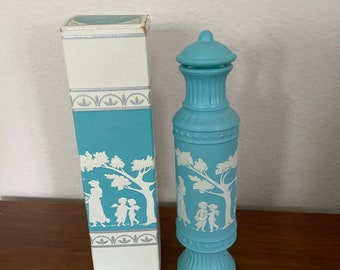 Vintage Avon Glass Perfume Bottle, 1970's Avonshire Aqua Blue Glass Cologne Bottle, Charisma Cologne, Collectible Perfume Bottle