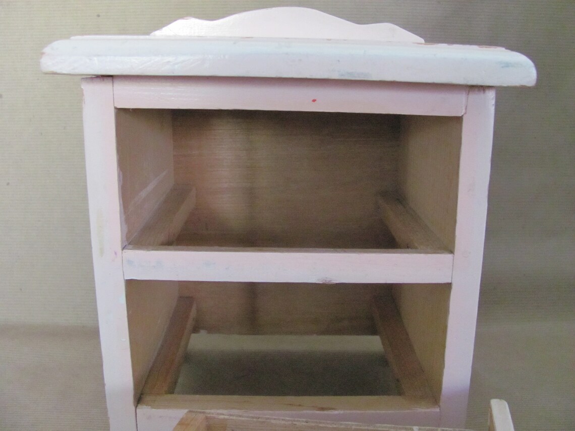 Vintage Doll Dresser 1960's Pink Wood Doll Dresser Baby Etsy
