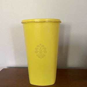 Vintage Yellow Tupperware Canister, 1970&#39;s Tupperware Servalier Tall Canister, Vintage Tupperware