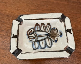 Vintage Fish Ashtray, 1970's Ceramic Pottery Ashtray, 1970's Mid Century Decor