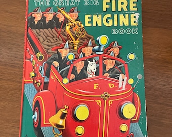 Vintage Kids Fireman Book, 1960's Big Golden Book, The Great Big Fire Engine Book, 1960’s Children Story Book