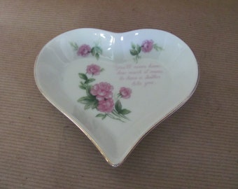 Vintage Heart Trinket Dish, 1960's Lefton China Heart Dish, Mother's Day, Gift For Mom Trinket Dish, 1960's Mid Century Decor